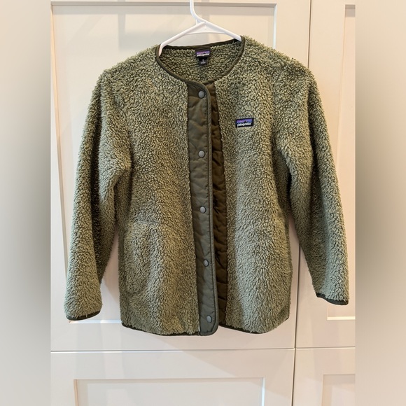 Patagonia Girls Los Gatos Fleece Cardigan Garden Green - Picture 2 of 16